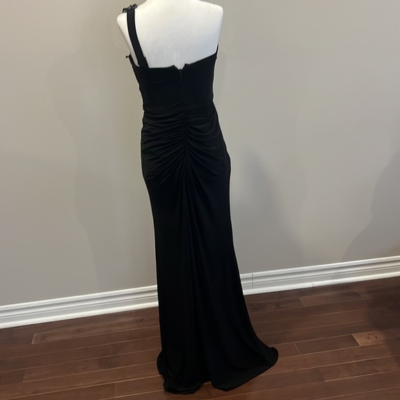 ⭐️ba Nites One Shoulder Beaded Jersey Dress With Ruching⭐️ - Picture 9 of 12